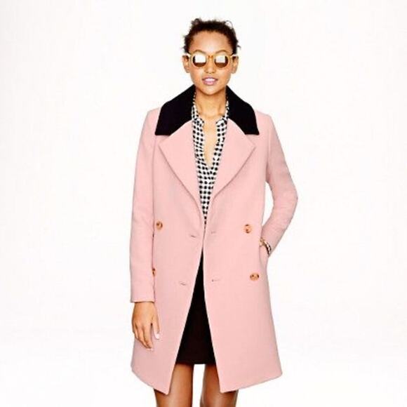 J. Crew Dusty Pink Navy Blue Arianna Double Cloth Italian Wool Peacoat size 2 - Picture 2 of 10